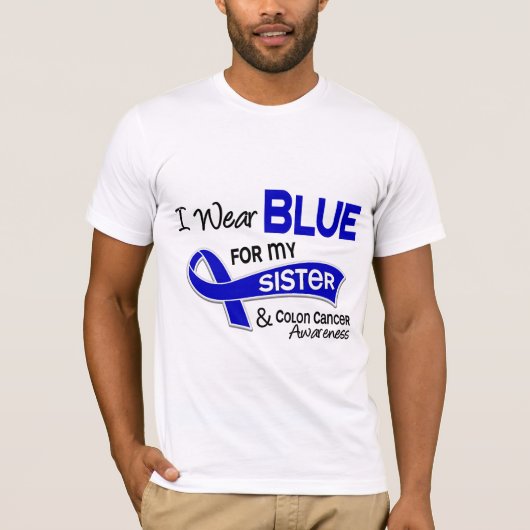 Ik Draag blauw voor mijn zuster 42 Colon Cancer T-shirt (Voorkant)