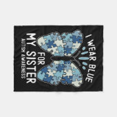 Ik Draag blauw voor mijn zuster Autism Awareness B Fleece Deken (Voorkant (Horizontaal))