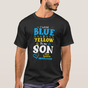 Ik Draag Blauwe Geel voor Son Down Syndrome T21 T-shirt