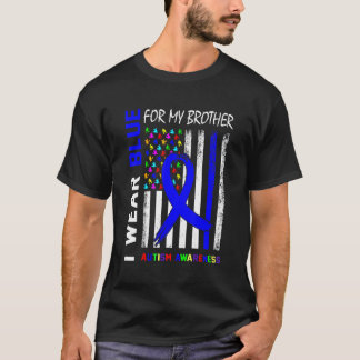 Ik Draag Blauwe Lint Voor Mijn Broer Autisme Bewus T-shirt