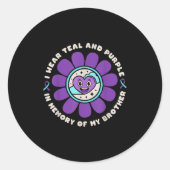 Ik Draag Blauwgroen & Paarse herinnering aan m Ronde Sticker (Voorkant)