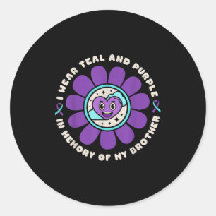 Ik Draag Blauwgroen & Paarse herinnering aan m Ronde Sticker