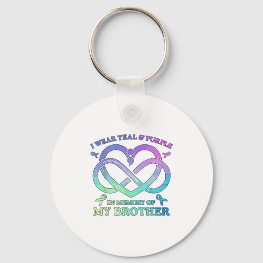 Ik Draag Blauwgroen &amp; Paarse herinnering aan m Sleutelhanger (Voorkant)