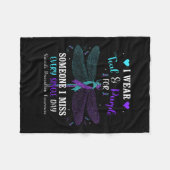 Ik Draag Blauwgroen & Paarse Suicide Preventio Fleece Deken (Voorkant (Horizontaal))