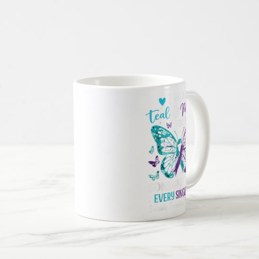 Ik Draag Blauwgroen &amp; Paarse Suicide Preventio Koffiemok (Voorkant rechts)