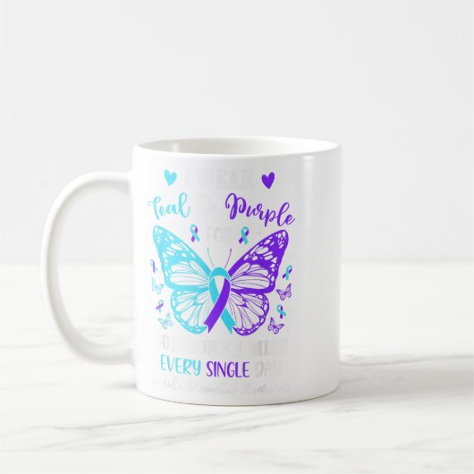 Ik Draag Blauwgroen &amp; Paarse Suicide Preventio Koffiemok (Links)