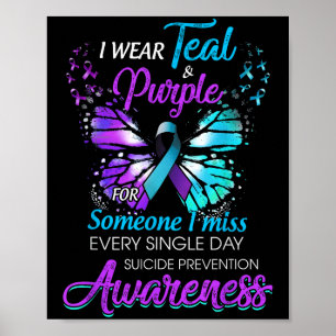 Ik Draag Blauwgroen & Paarse Suicide Preventio Poster