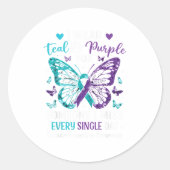 Ik Draag Blauwgroen &amp; Paarse Suicide Preventio Ronde Sticker (Voorkant)