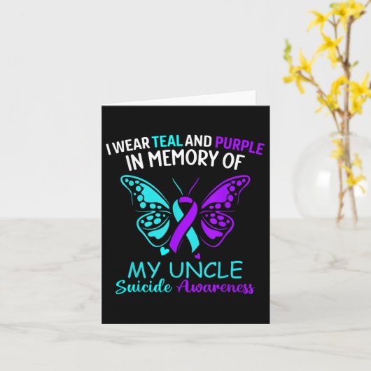 Ik Draag Blauwgroen &amp; Paarse ter nagedachtenis Kaart (Gele Bloem)