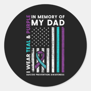 Ik Draag Blauwgroen & Paarse ter nagedachtenis Ronde Sticker