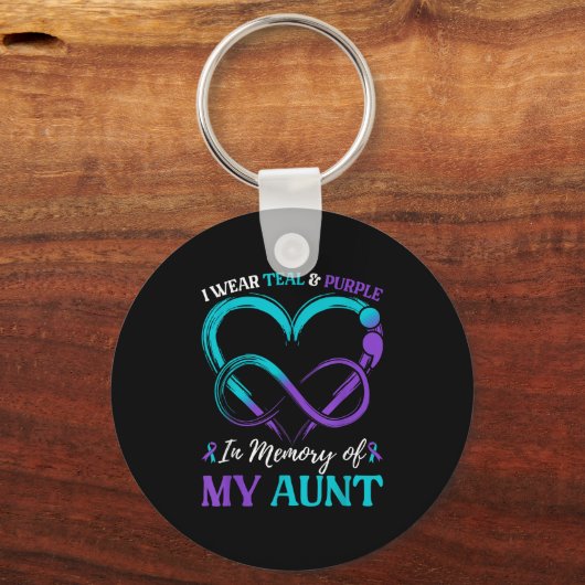 Ik Draag Blauwgroen &amp; Paarse ter nagedachtenis Sleutelhanger (Voorkant)