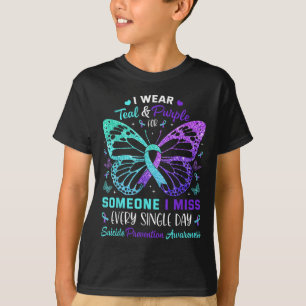 Ik Draag Blauwgroen & Paarse vlinder zelfmoord T-shirt