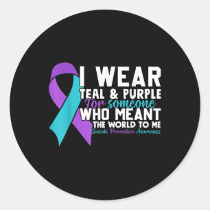 Ik Draag Blauwgroen &amp; Paarse voor iemand die i Ronde Sticker