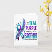 Ik Draag Blauwgroen &amp; Paarse voor mijn broertj Kaart (Gele Bloem)