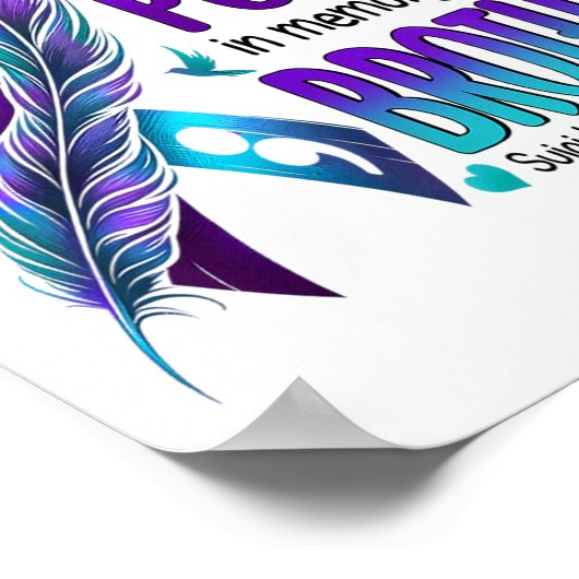 Ik Draag Blauwgroen &amp; Paarse voor mijn broertj Poster (Hoek)