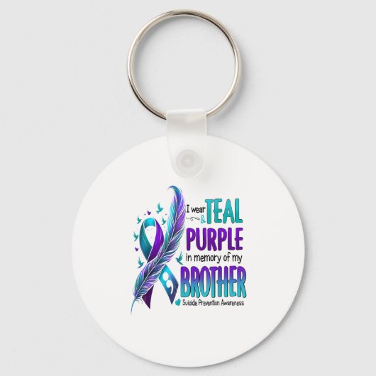 Ik Draag Blauwgroen &amp; Paarse voor mijn broertj Sleutelhanger (Voorkant)