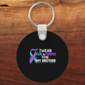 Ik Draag Blauwgroen &amp; Paarse voor mijn broertj Sleutelhanger (Voorkant)