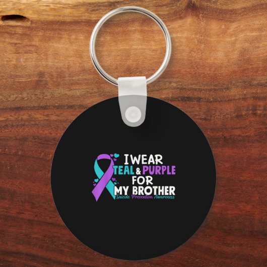 Ik Draag Blauwgroen &amp; Paarse voor mijn broertj Sleutelhanger (Voorkant)
