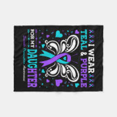 Ik Draag Blauwgroen &amp; Paarse voor mijn dochter Fleece Deken (Voorkant (Horizontaal))