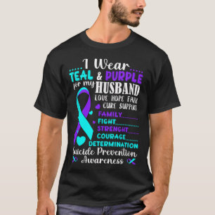 Ik Draag Blauwgroen &amp; Paarse voor mijn man zel T-shirt
