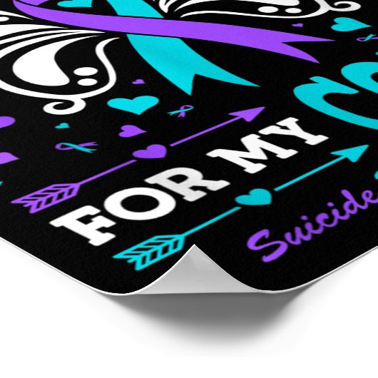 Ik Draag Blauwgroen &amp; Paarse voor mijn neef Poster (Hoek)