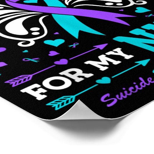 Ik Draag Blauwgroen &amp; Paarse voor mijn nichtje Poster (Hoek)