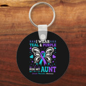 Ik Draag Blauwgroen &amp; Paarse voor mijn tante Sleutelhanger (Voorkant)
