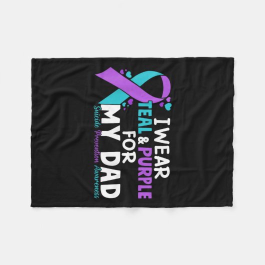 Ik Draag Blauwgroen &amp; Paarse voor mijn vader z Fleece Deken (Voorkant (Horizontaal))