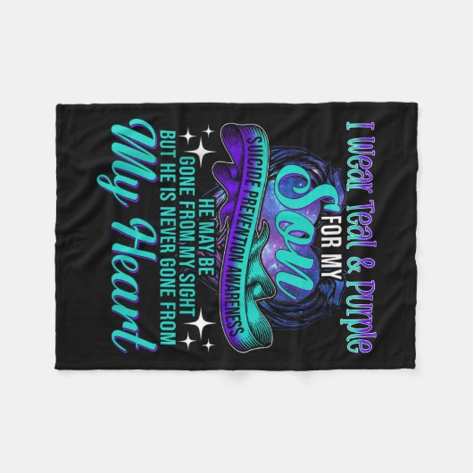 Ik Draag Blauwgroen &amp; Paarse voor mijn zoon Su Fleece Deken (Voorkant (Horizontaal))