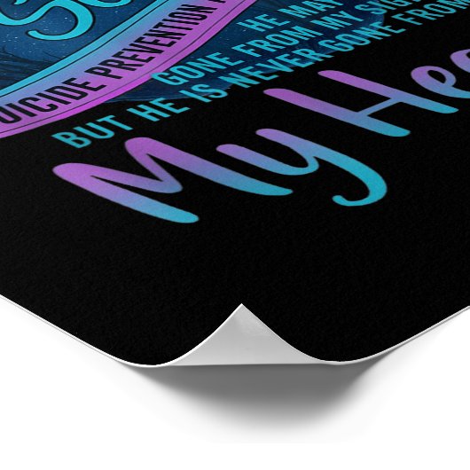 Ik Draag Blauwgroen &amp; Paarse voor mijn zoon Su Poster (Hoek)