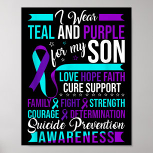 Ik Draag Blauwgroen &amp; Paarse voor mijn zoon Su Poster