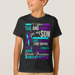 Ik Draag Blauwgroen & Paarse voor mijn zoon Su T-shirt