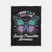 Ik Draag Blauwgroen &amp; Paarse voor zelfmoordpre Fleece Deken (Voorkant)