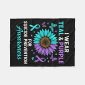 Ik Draag Blauwgroen &amp; Paarse voor zelfmoordpre Fleece Deken (Voorkant (Horizontaal))