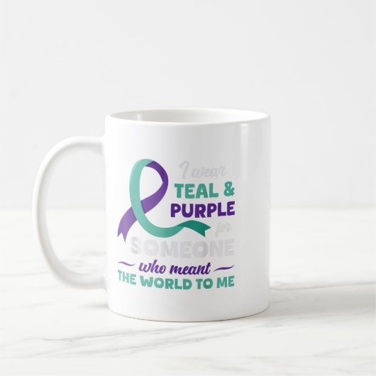 Ik Draag Blauwgroen &amp; Paarse voor zelfmoordpre Koffiemok (Links)