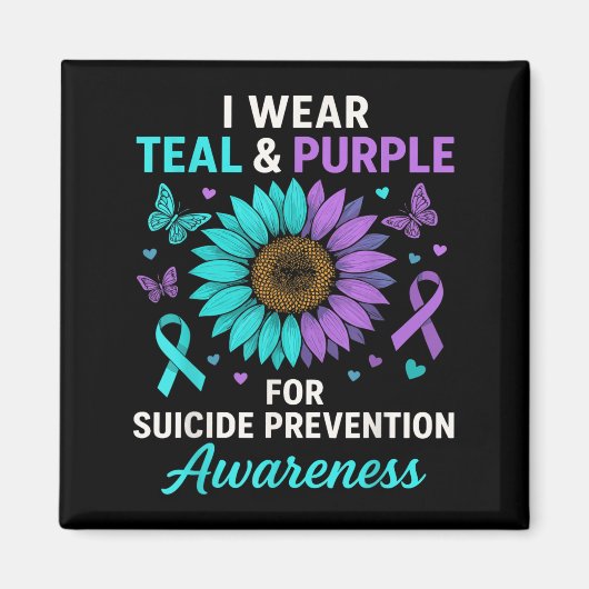 Ik Draag Blauwgroen & Paarse voor zelfmoordpre Magneet (Voorkant)