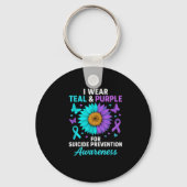 Ik Draag Blauwgroen &amp; Paarse voor zelfmoordpre Sleutelhanger (Voorkant)