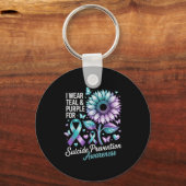 Ik Draag Blauwgroen &amp; Paarse voor zelfmoordpre Sleutelhanger (Voorkant)