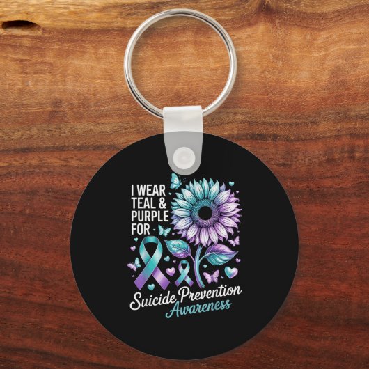 Ik Draag Blauwgroen & Paarse voor zelfmoordpre Sleutelhanger (Voorkant)