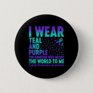 Ik Draag Blauwgroen en Paars voor iemand die de W  Ronde Button 5,7 Cm