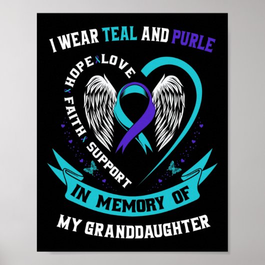 Ik Draag Blauwgroen en Paars voor kleindochtermoor Poster (Voorkant)