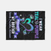 Ik Draag Blauwgroen en Paars voor mijn broer Suici Fleece Deken (Voorkant (Horizontaal))