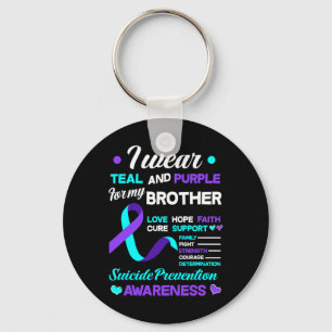 Ik Draag Blauwgroen en Paars voor mijn broer Suici Sleutelhanger