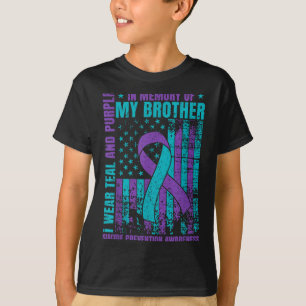 Ik Draag Blauwgroen en Paars voor mijn broer Suici T-shirt