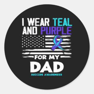 Ik Draag Blauwgroen en Paars voor mijn vader... su Ronde Sticker