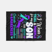 Ik Draag Blauwgroen en Paars voor mijn zoon Suicid Fleece Deken (Voorkant (Horizontaal))