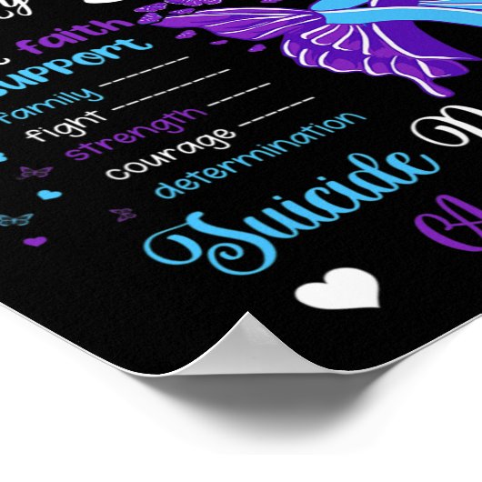 Ik Draag Blauwgroen en Paars voor mijn zoon Suicid Poster (Hoek)