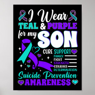 Ik Draag Blauwgroen en Paars voor mijn zoon Suicid Poster