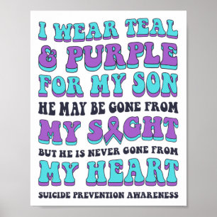 Ik Draag Blauwgroen en Paars voor mijn zoon Suicid Poster