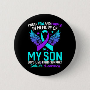 Ik Draag Blauwgroen en Paars voor mijn zoon Suicid Ronde Button 5,7 Cm